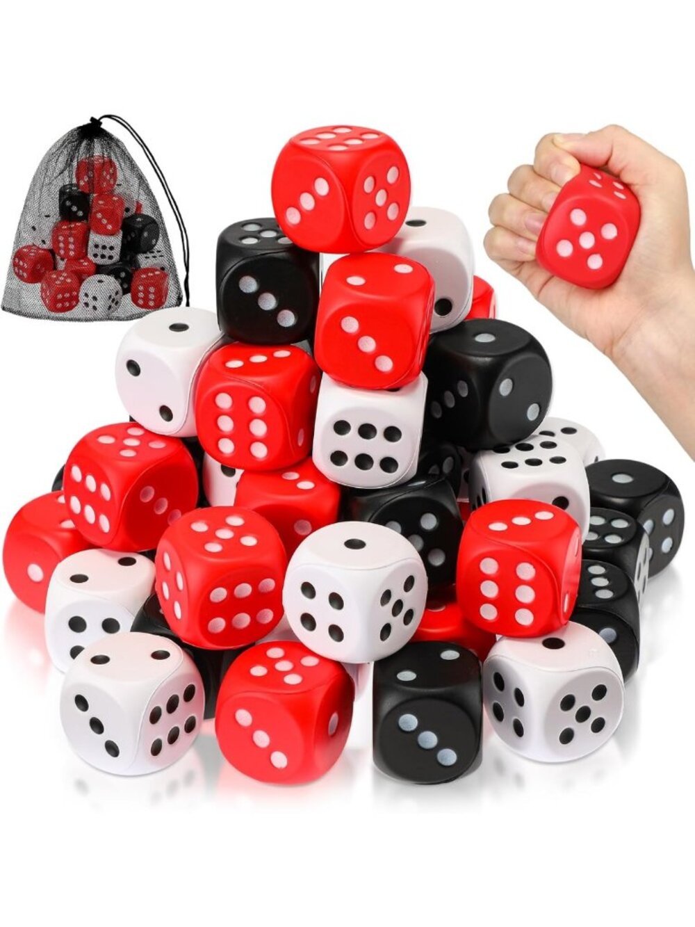 48 Pcs Foam Dice Stress Balls - Soft Slow Rising Anxiety Relief Toys for Kids